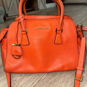 MICHAEL MICHAEL MK AYDEN Orange Leather Satchel Ba Dome Purse